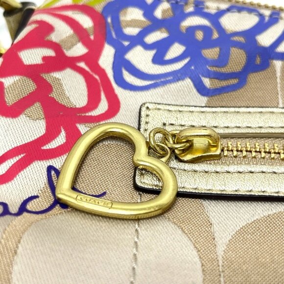 COACH F20761 Poppy Daisy Floral Applique Signature Crossbody Bag Shoulder Bag - Picture 5 of 16